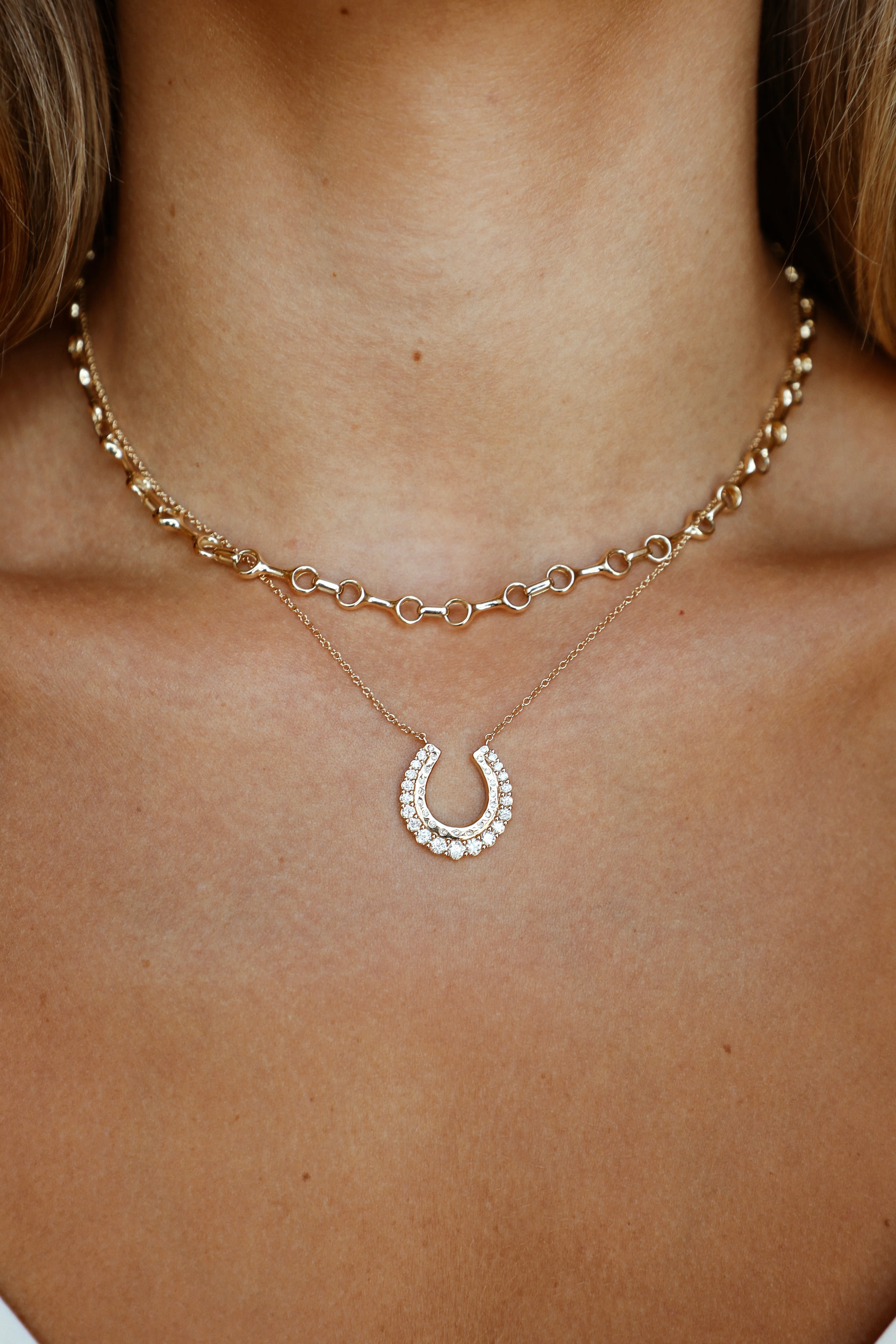 14k Gold Horsebit Link Chain Necklace
