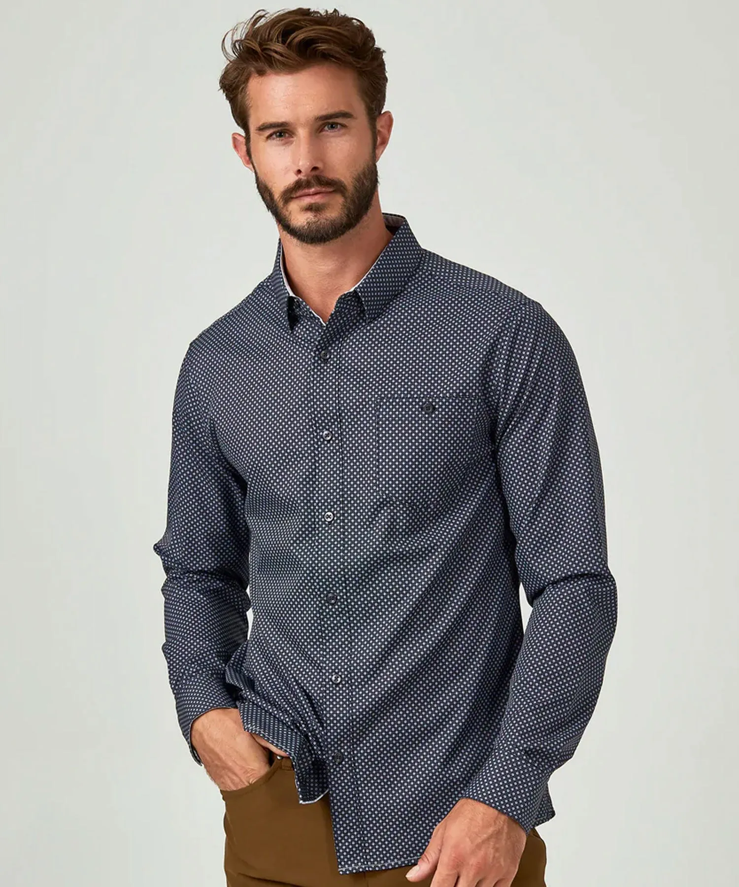 7 Diamonds Liberty Porto Long Sleeve Shirt - Navy