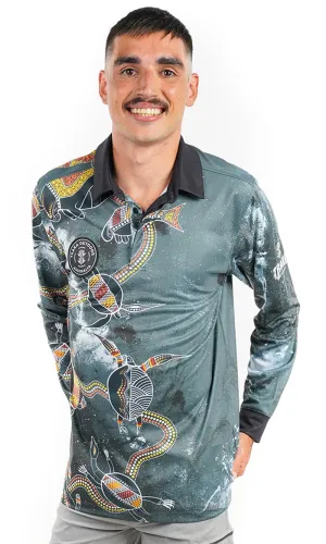 Aboriginal Art Unisex Long Sleeve Polo Smoky Rock