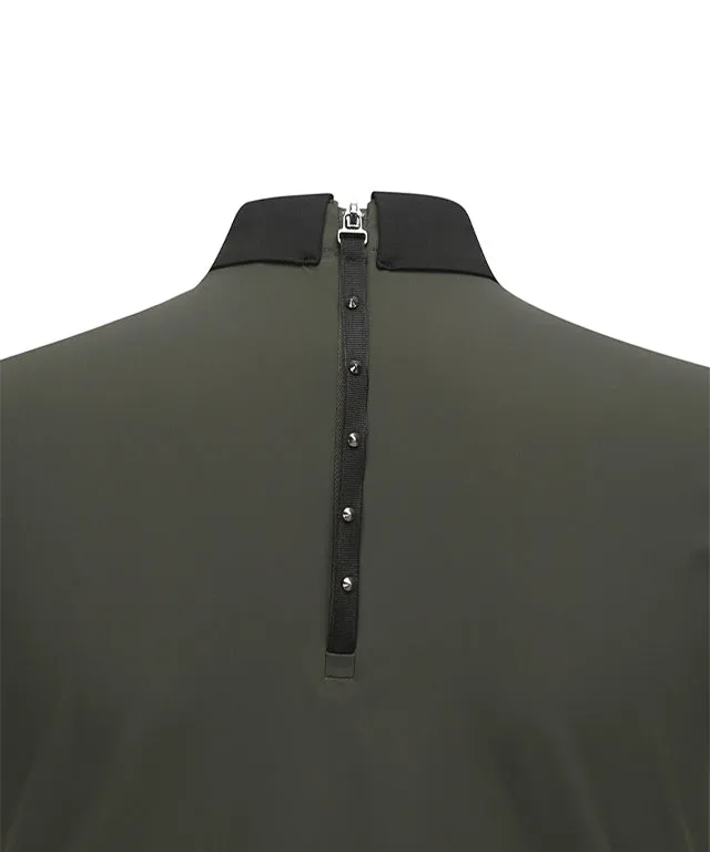 ANEW Golf: Women Back Zip Shoulder Tape Point Short T-Shirt - Khaki