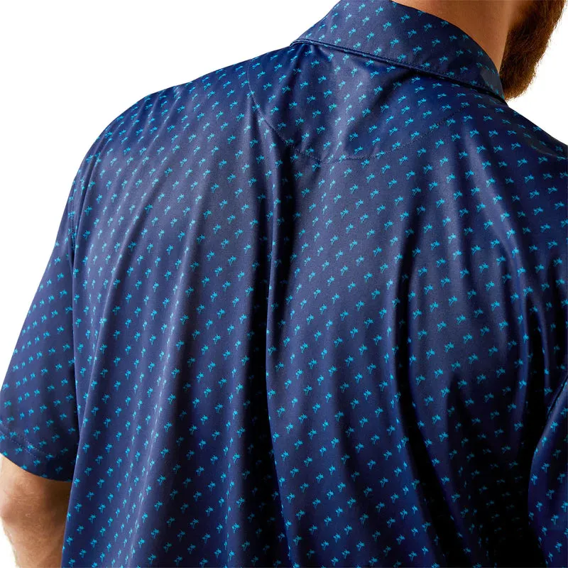 Ariat All Over Print Mens Polo SS Monaco Blue