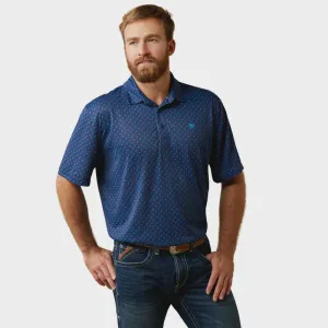 Ariat All Over Print Mens Polo SS Monaco Blue