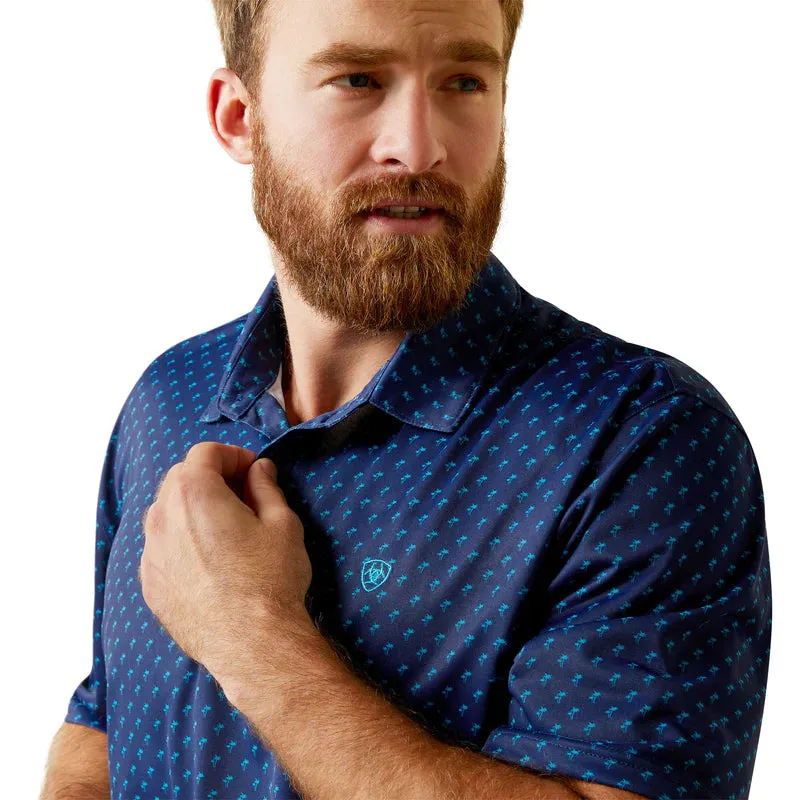 Ariat All Over Print Mens Polo SS Monaco Blue