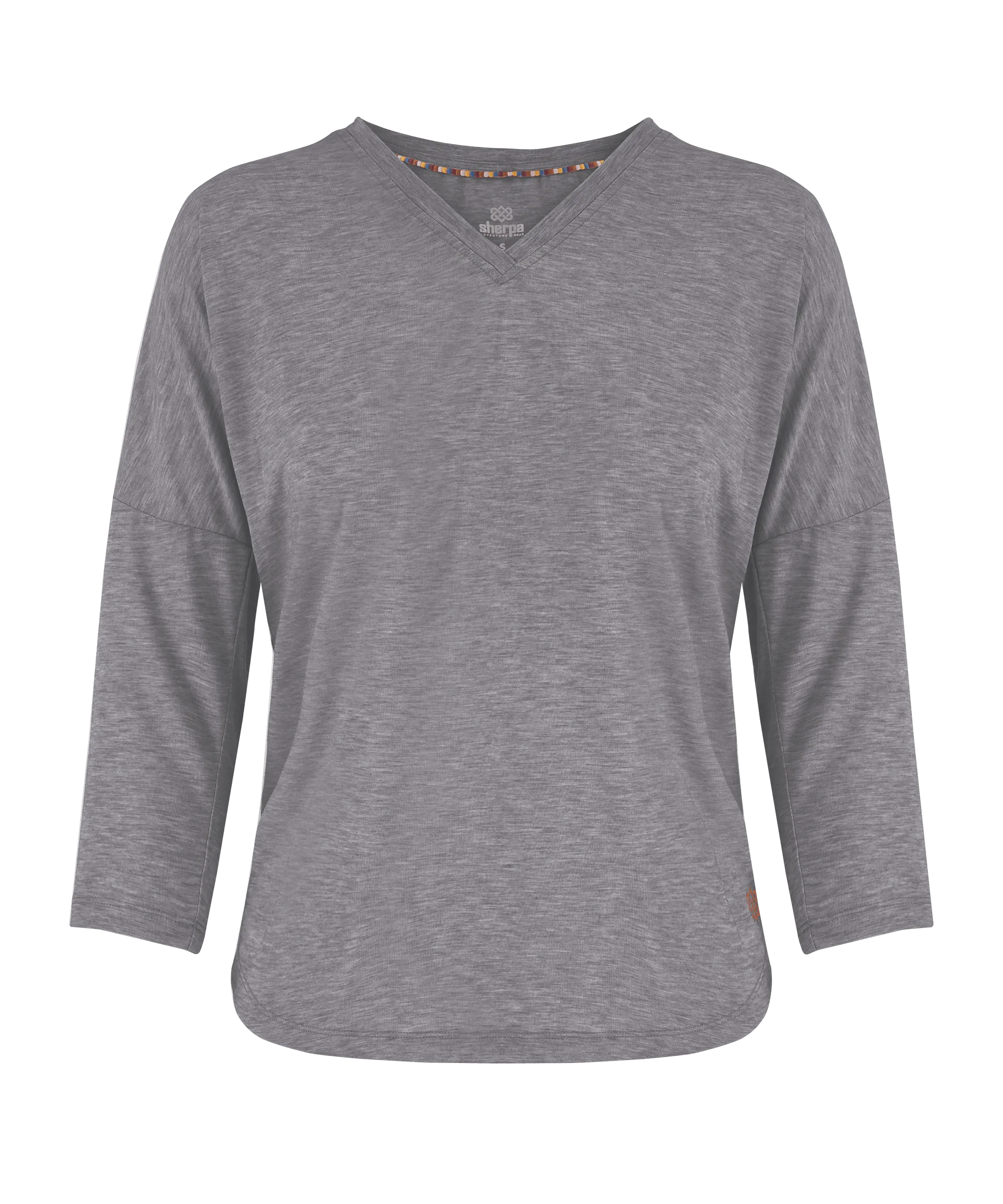 Asha V-Neck 3/4 Sleeve Top - Kharani Grey