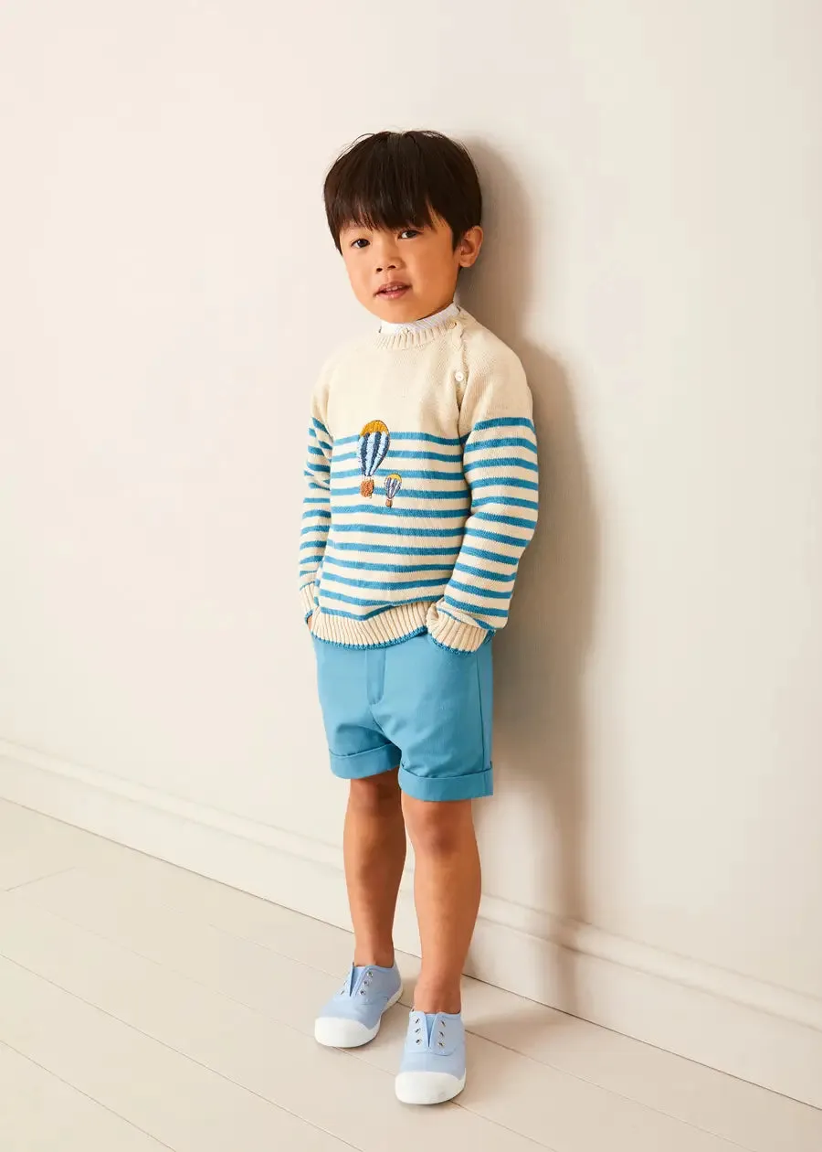 Balloon Intarsia Striped Jumper in Beige (12mths-6yrs)