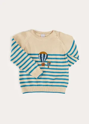 Balloon Intarsia Striped Jumper in Beige (12mths-6yrs)