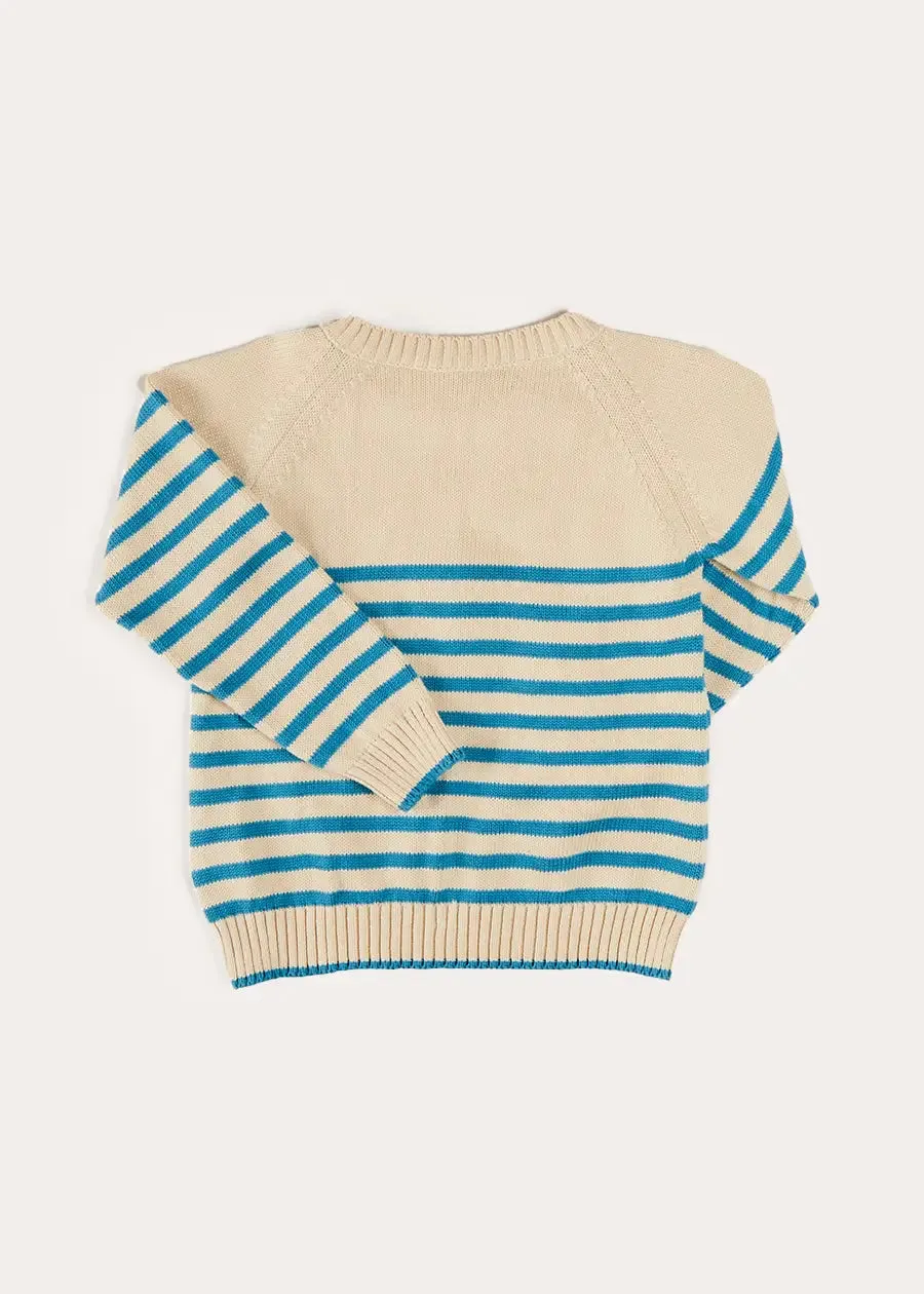 Balloon Intarsia Striped Jumper in Beige (12mths-6yrs)
