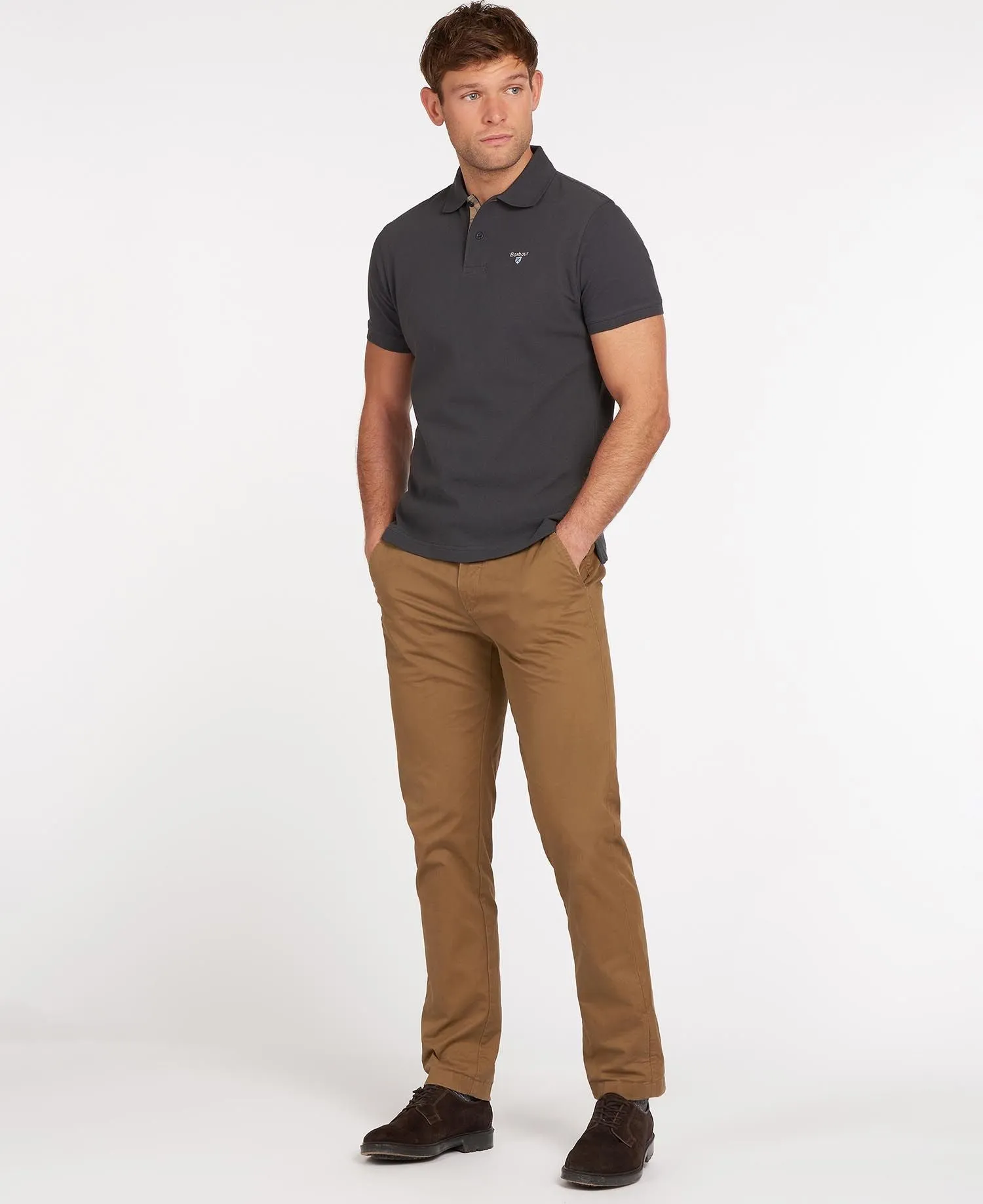 BARBOUR Tartan Pique Polo Shirt - Men's - Navy/Dress