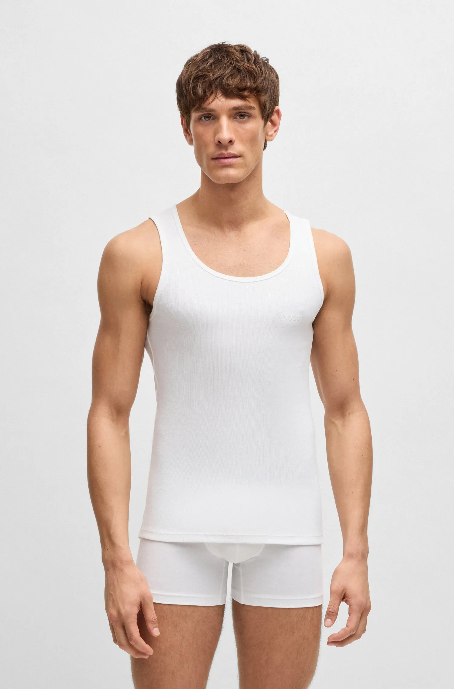BOSS Vests Regular Fit in Cotton - TANKTOP3P RIBCLASSIC 10271762 01-50542132