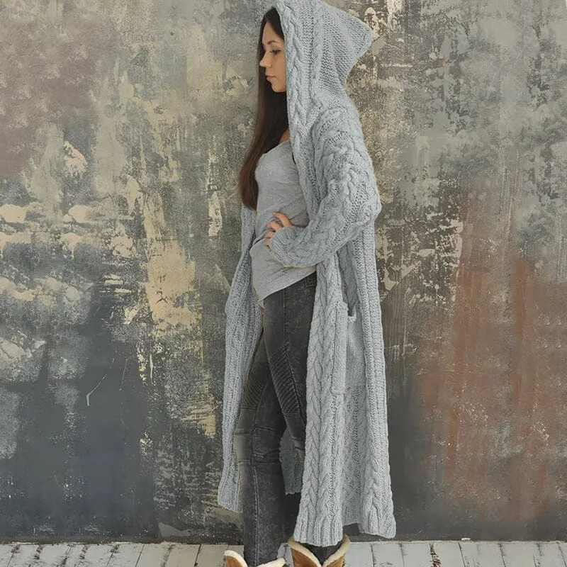 Braided Lazy Hooded Sweater