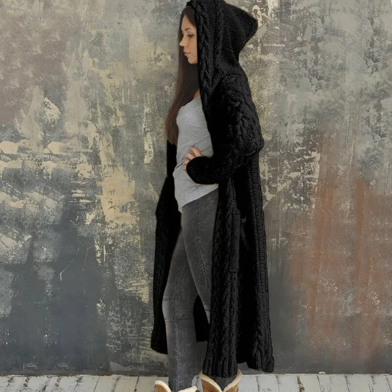Braided Lazy Hooded Sweater