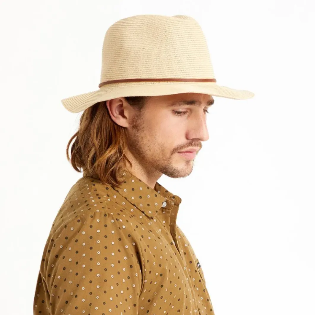 BRIXTON   WESLEY STRAW PACKABLE FEDORA