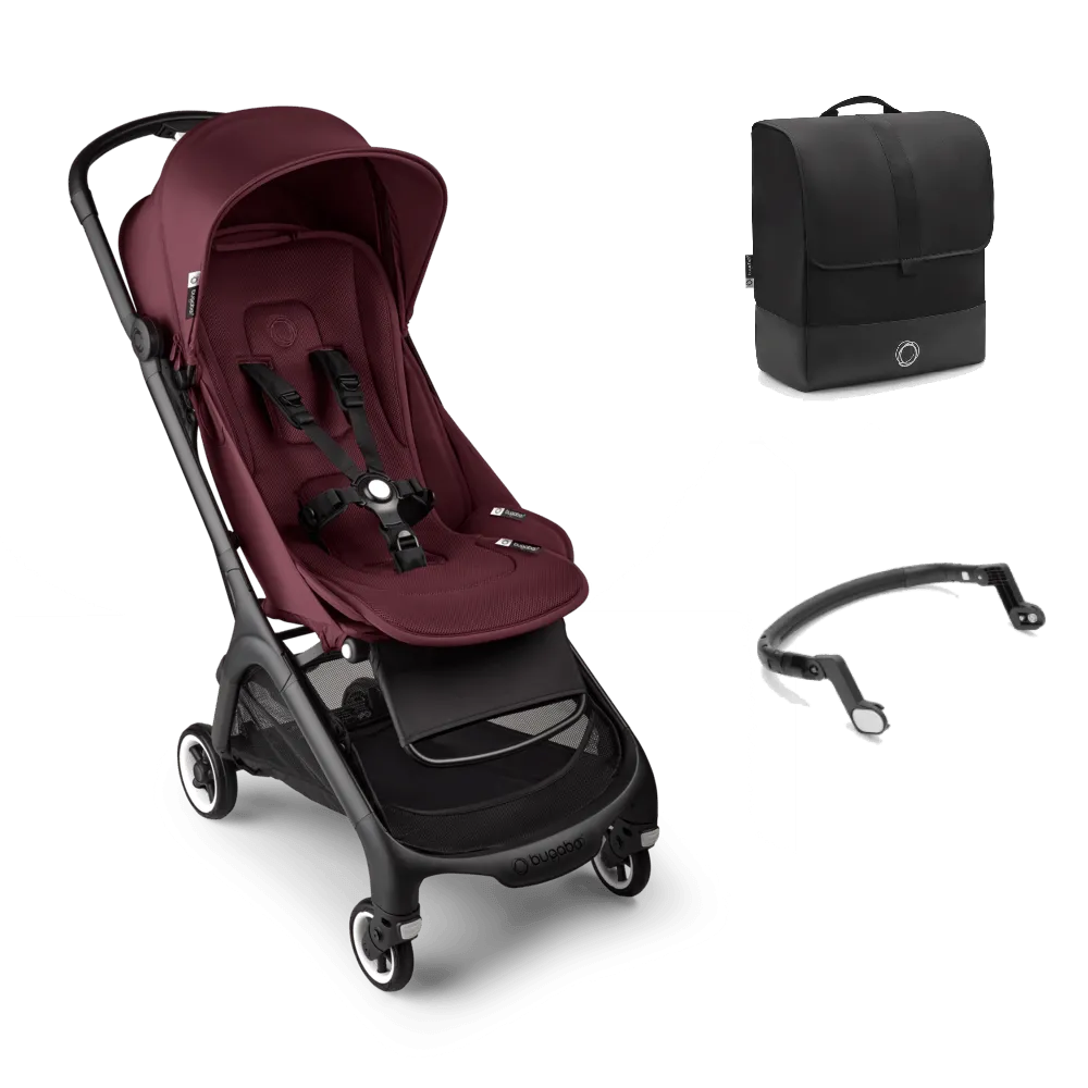 Bugaboo Butterfly Stroller with Travel Bag & Bumper Bar - Dark Cherry