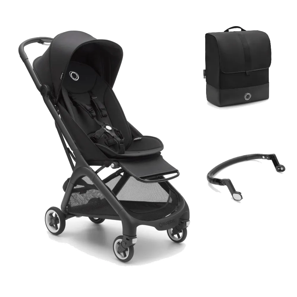 Bugaboo Butterfly Stroller with Travel Bag & Bumper Bar - Midnight Black