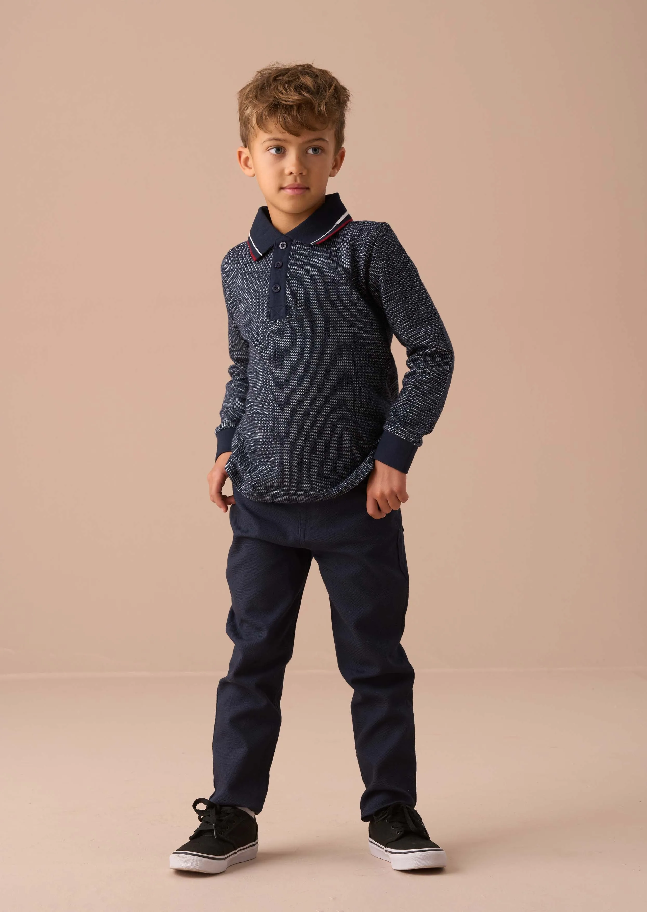 Burty Blue Textured Smart Knitted Polo