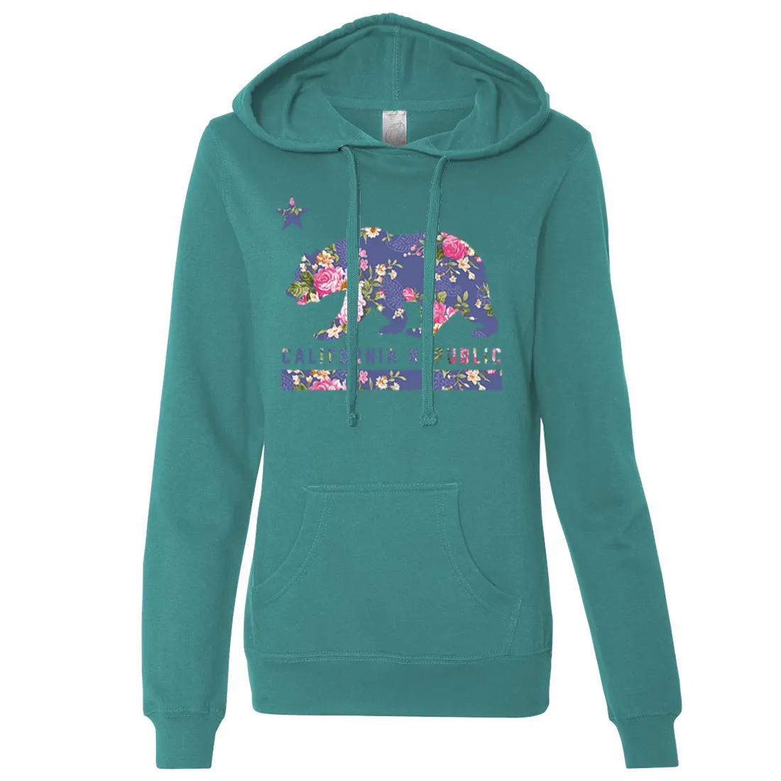 California Republic Paisley Flower Bear Ladies Lightweight Fitted Hoodie