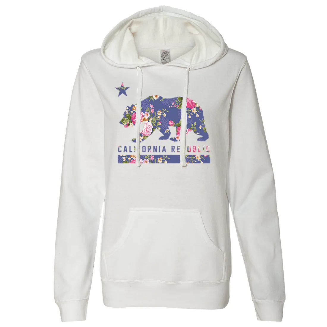California Republic Paisley Flower Bear Ladies Lightweight Fitted Hoodie