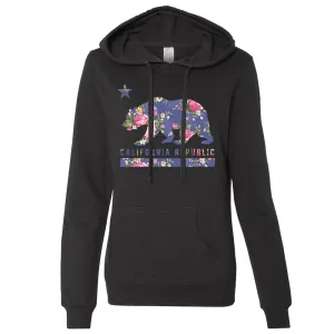 California Republic Paisley Flower Bear Ladies Lightweight Fitted Hoodie