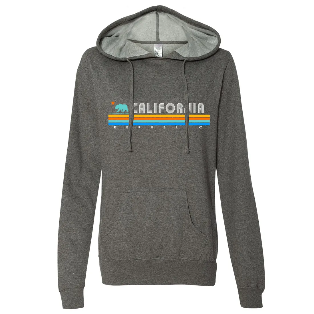 California Republic Vintage Stripe Ladies Lightweight Fitted Hoodie