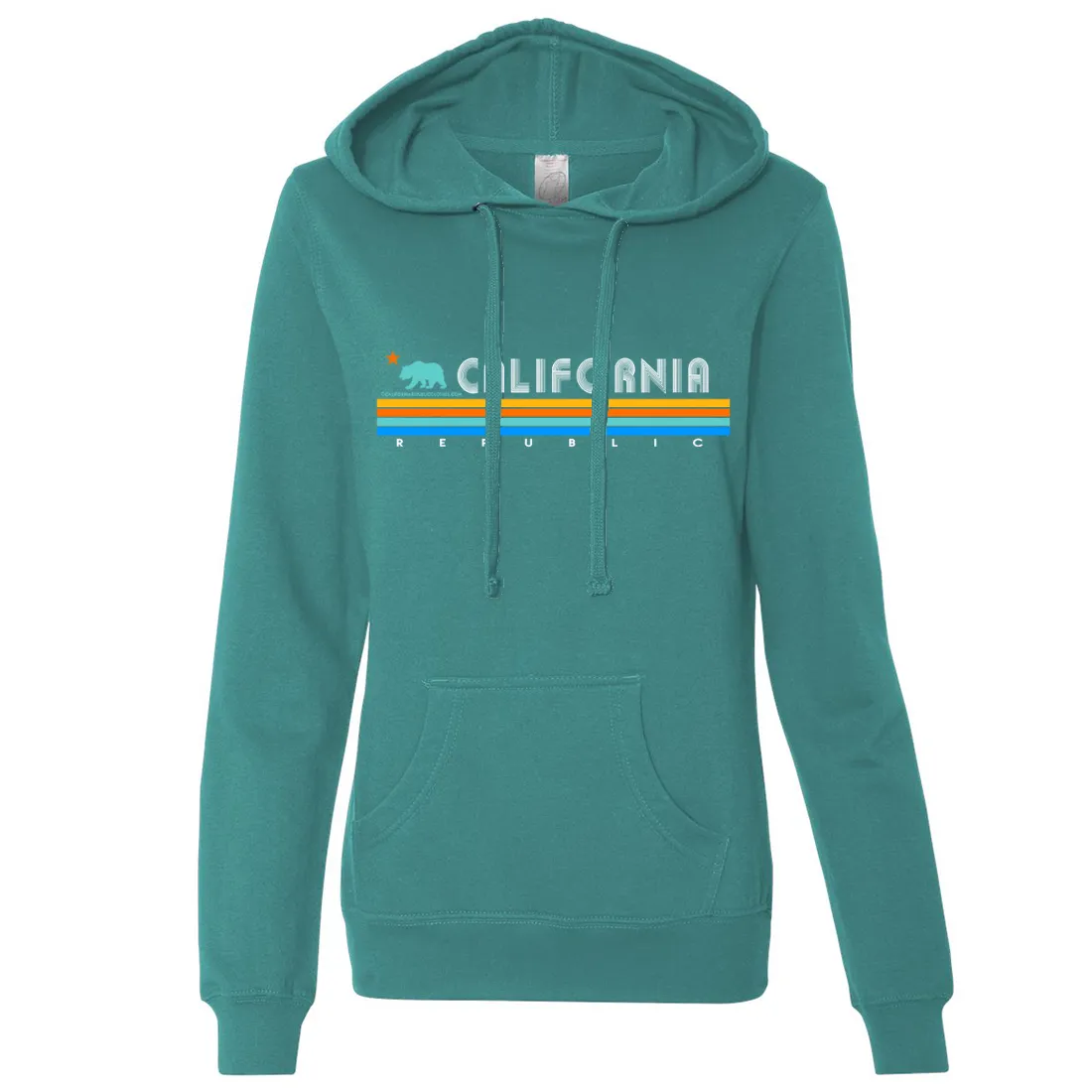 California Republic Vintage Stripe Ladies Lightweight Fitted Hoodie