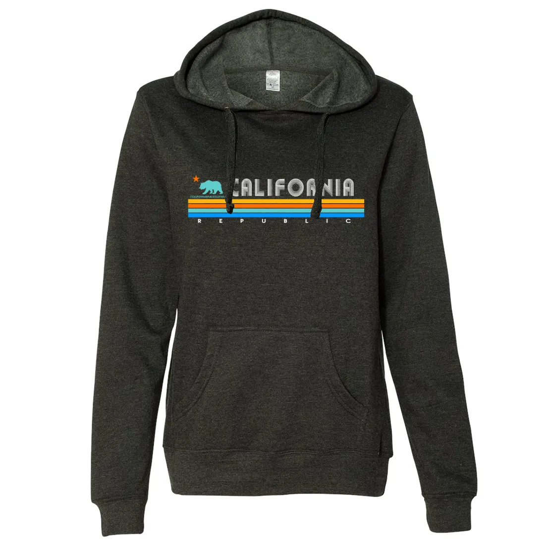 California Republic Vintage Stripe Ladies Lightweight Fitted Hoodie