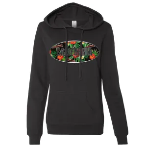 California Tropical Flowers Logo Ladies Lightweight Fitted Hoodie