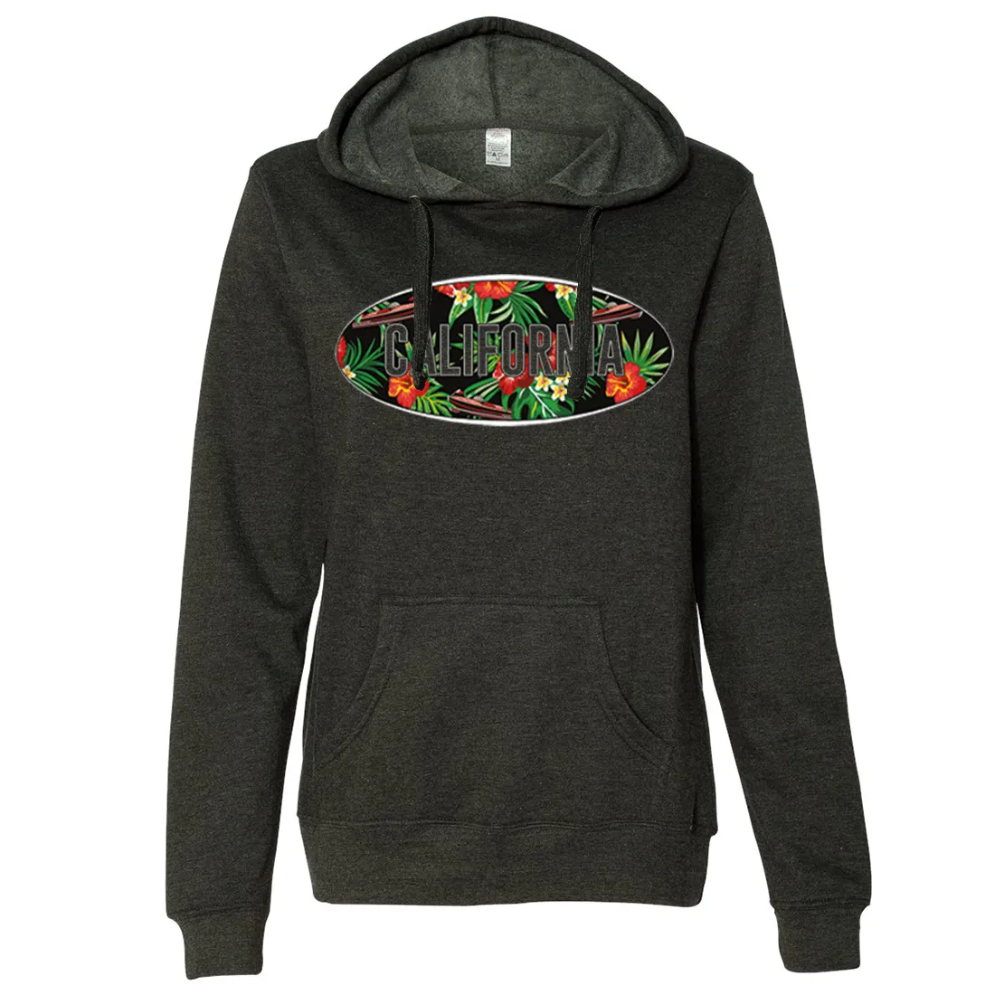 California Tropical Flowers Logo Ladies Lightweight Fitted Hoodie