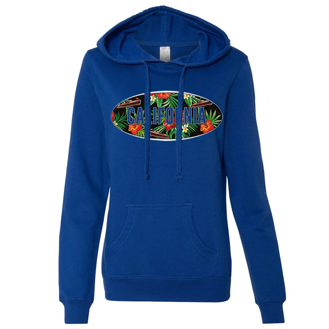 California Tropical Flowers Logo Ladies Lightweight Fitted Hoodie