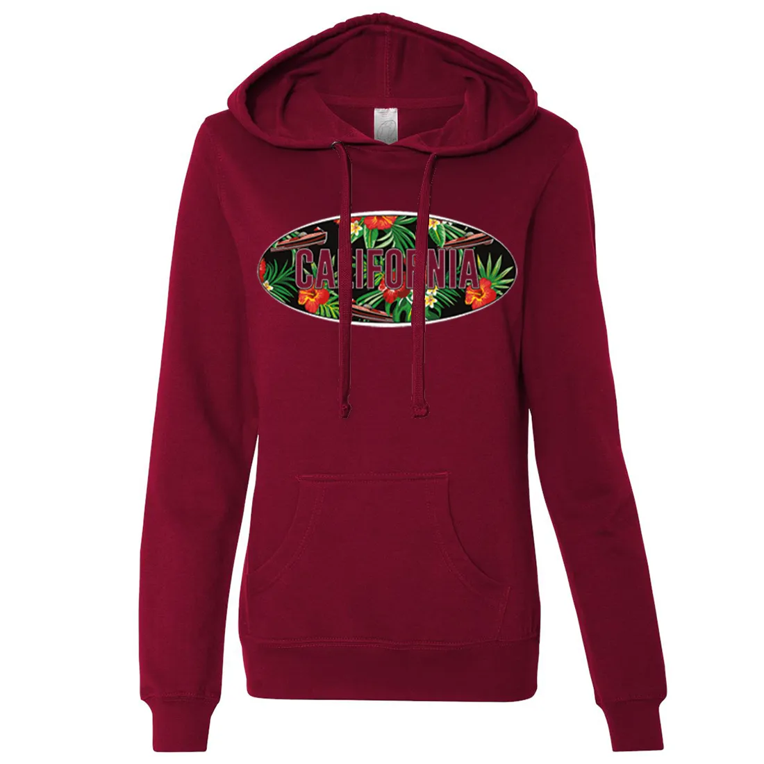 California Tropical Flowers Logo Ladies Lightweight Fitted Hoodie