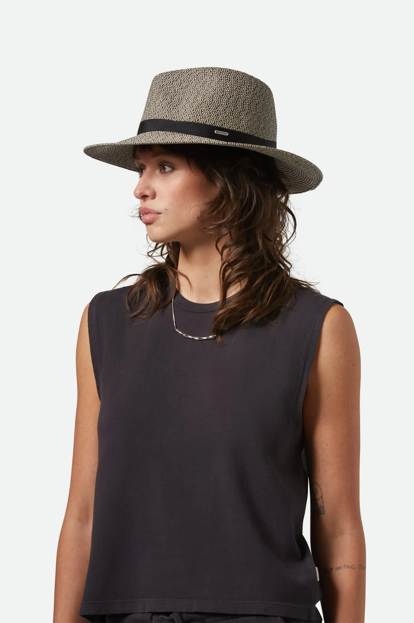 Carolina Straw Packable Travel Hat - Black/Natural