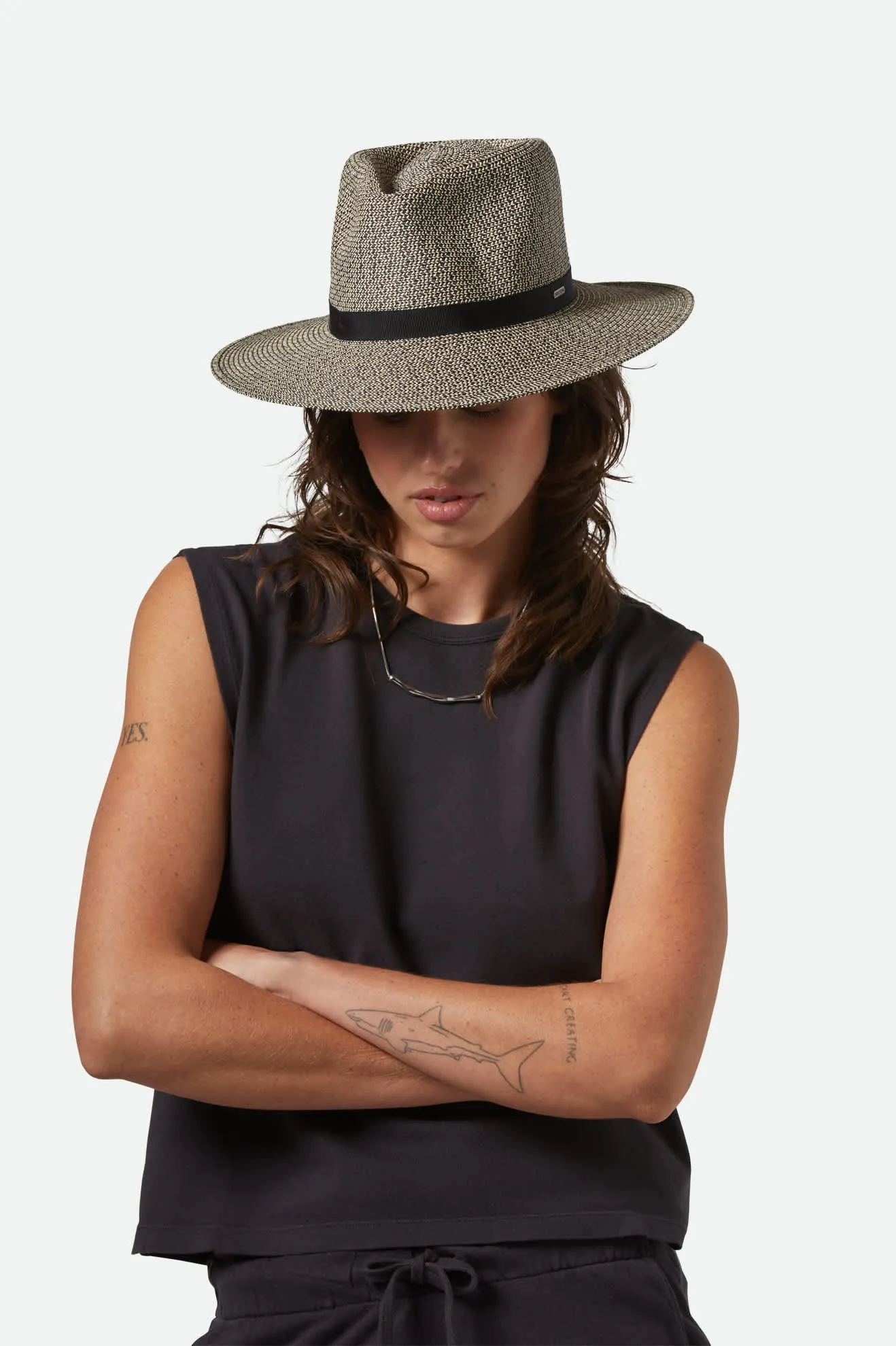 Carolina Straw Packable Travel Hat - Black/Natural