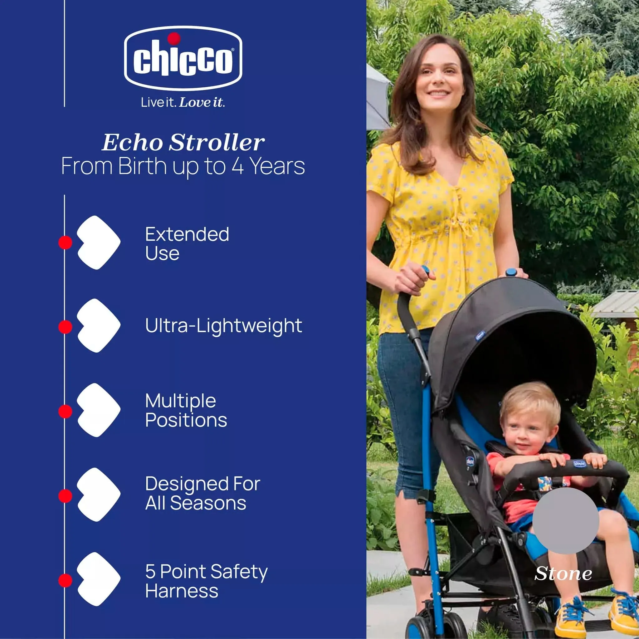 Chicco Echo Stroller - Stone