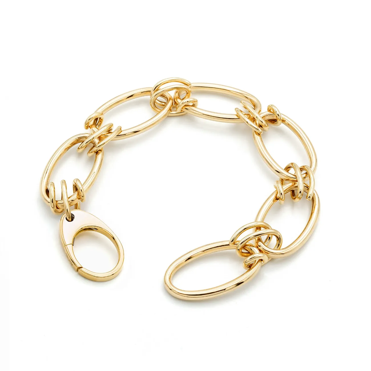 Chips 18K Yellow Gold Oval Mixed Link Bracelet
