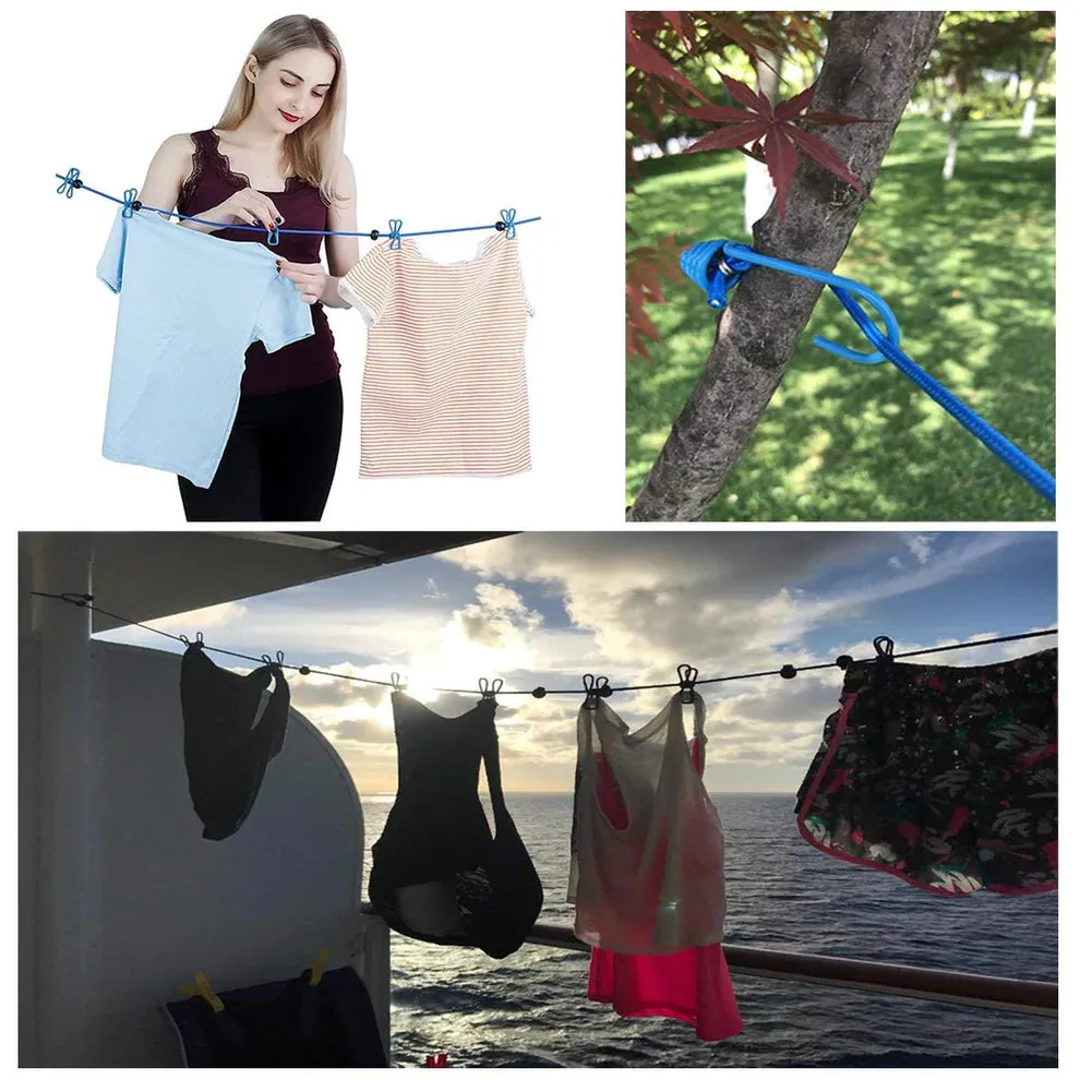 Cloth Drying Rope with Hooks