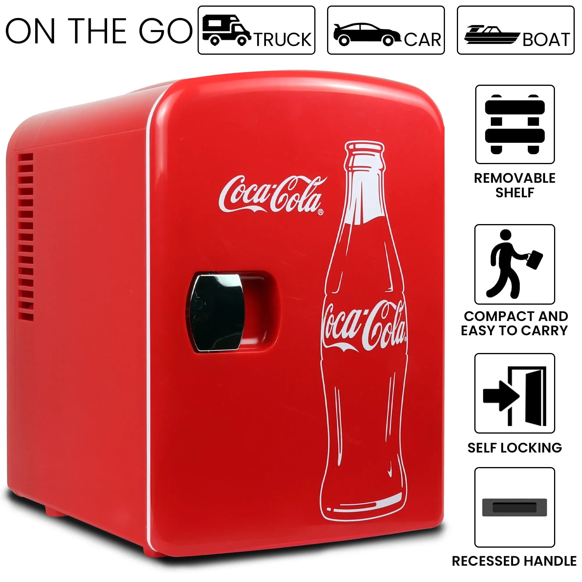 Coca-Cola 6 Can Mini Fridge Portable 4L Mini Cooler Travel Compact Refrigerator