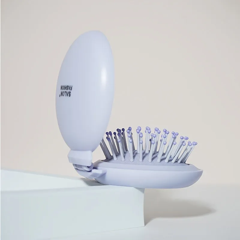 Compact Folding Travel Mirror with Hair Brushes