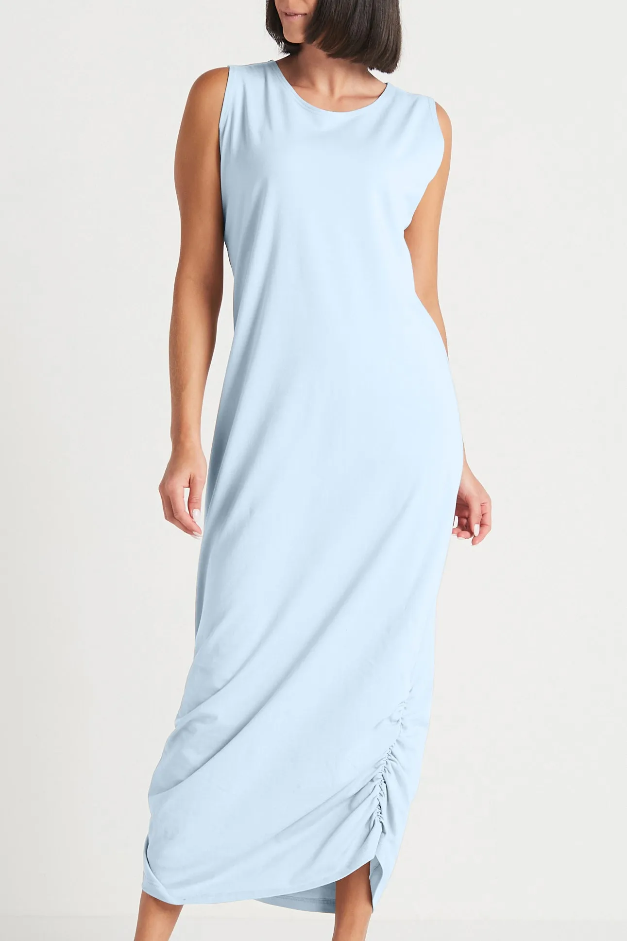 Cotton Lycra Ruched Tank Dress