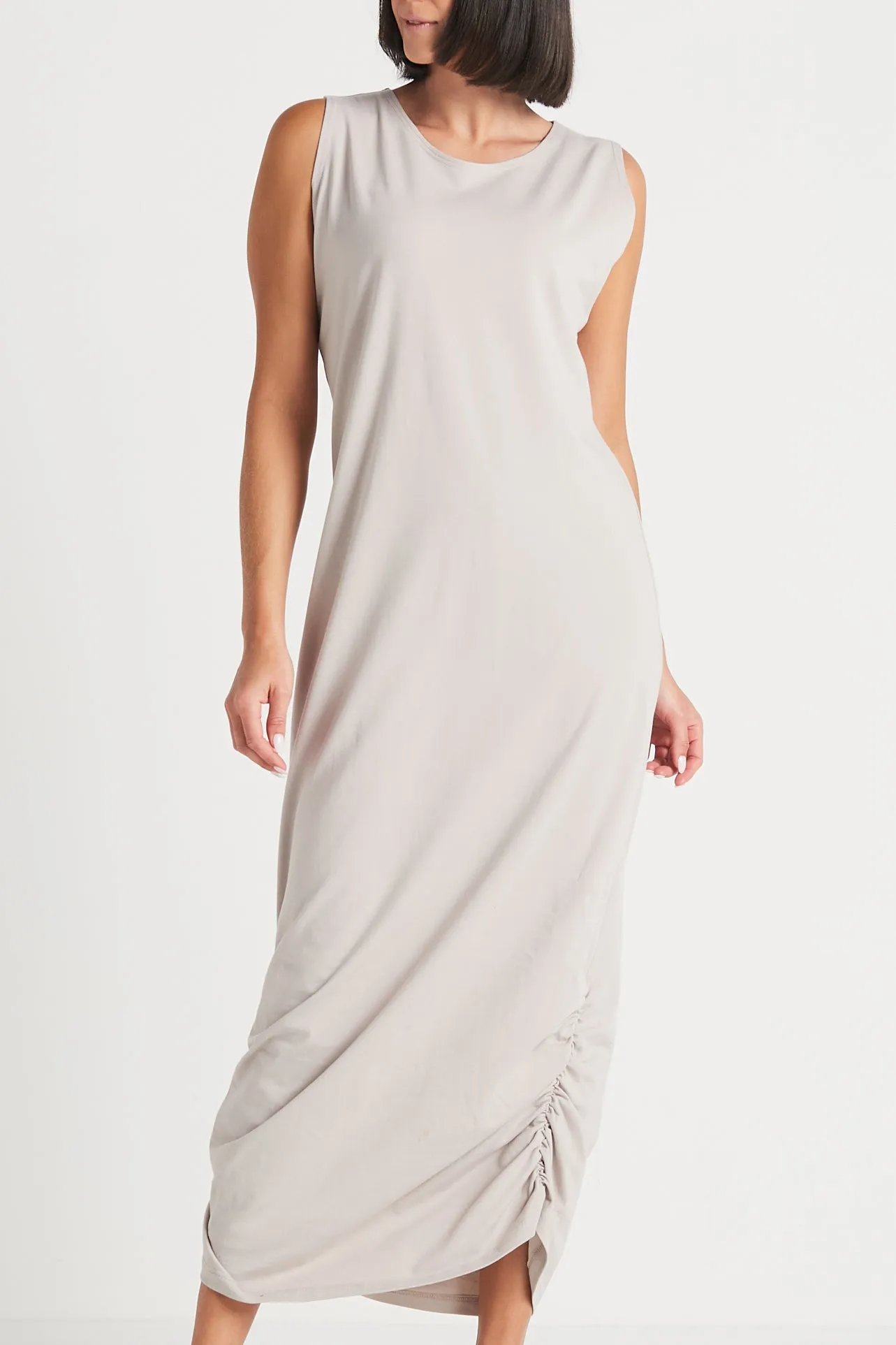Cotton Lycra Ruched Tank Dress