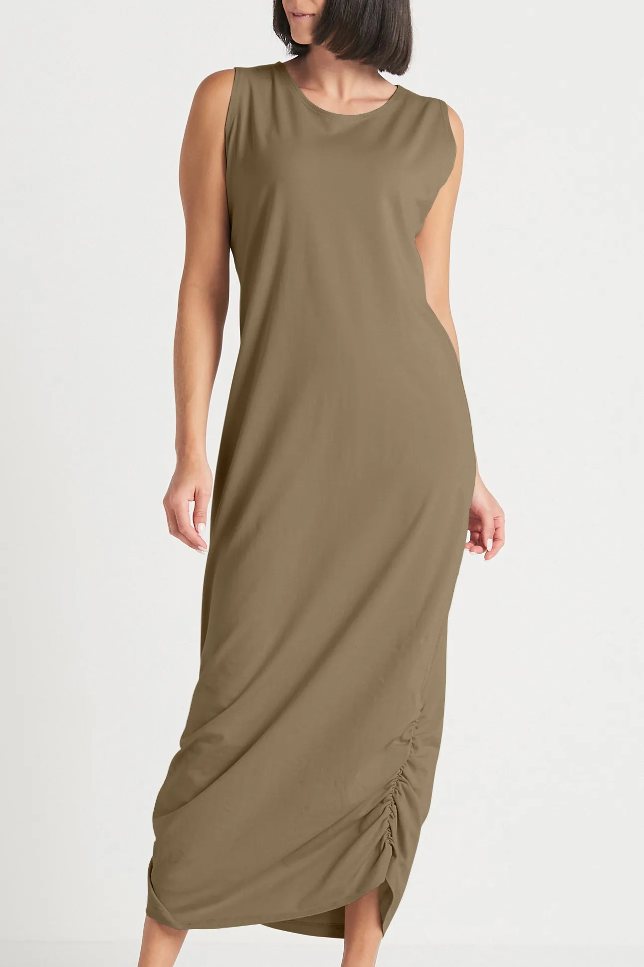 Cotton Lycra Ruched Tank Dress