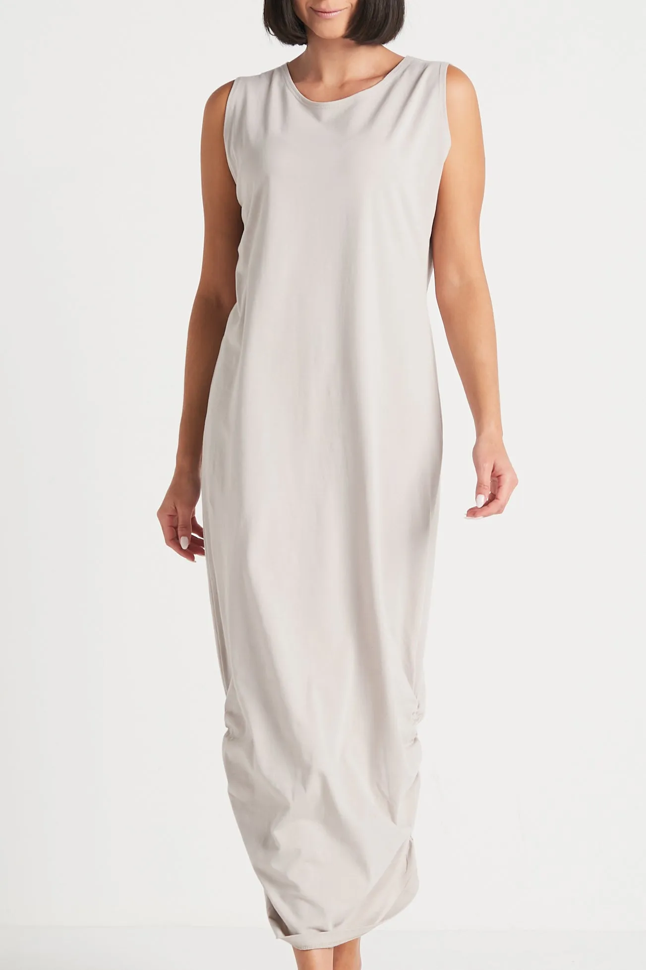 Cotton Lycra Ruched Tank Dress