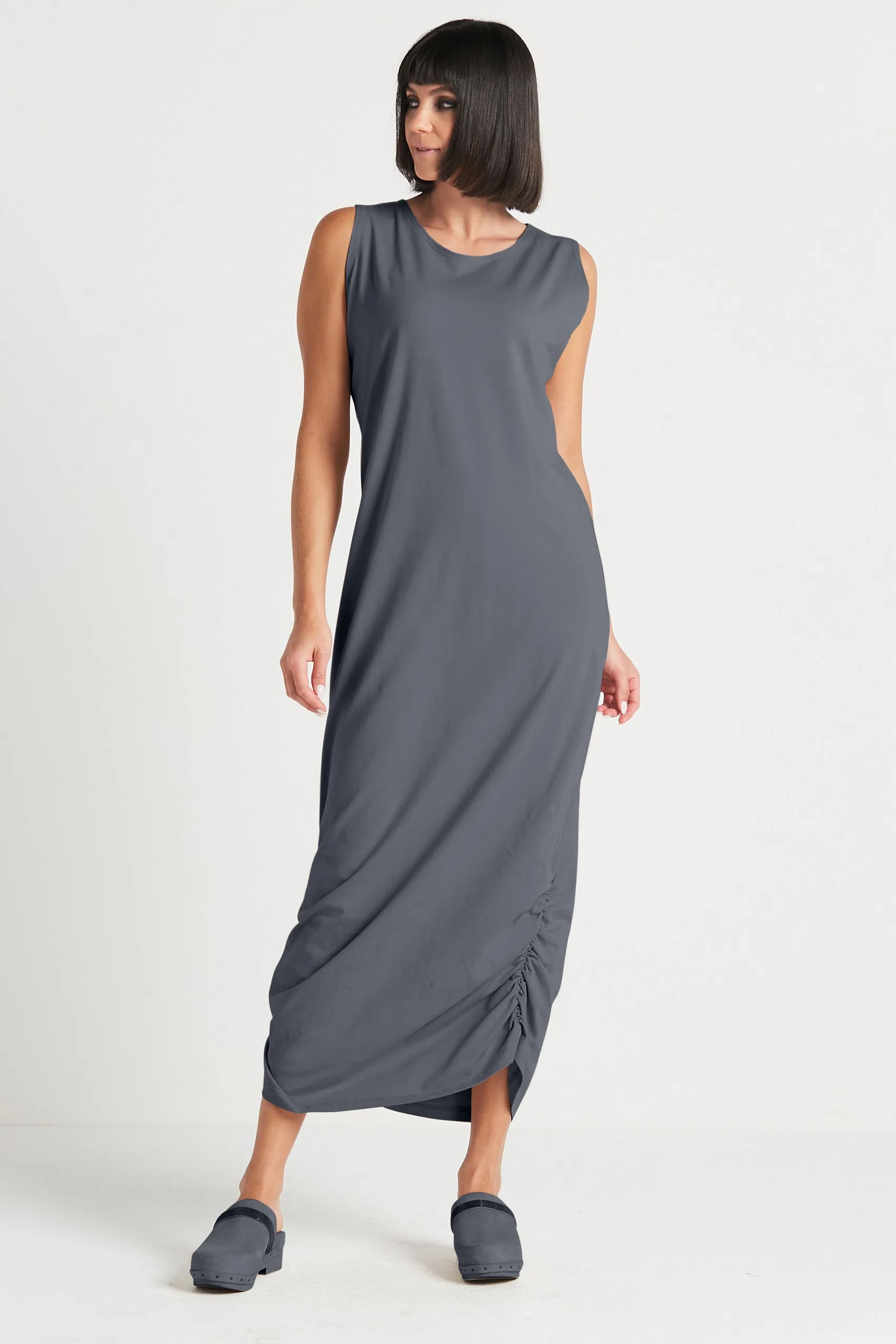 Cotton Lycra Ruched Tank Dress