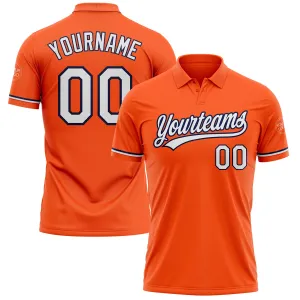 Custom Orange White-Navy Performance Vapor Golf Polo Shirt
