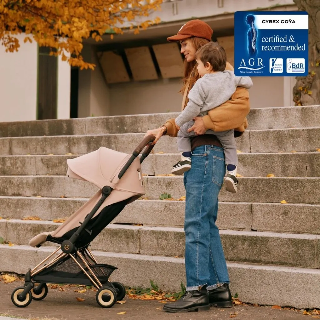 CYBEX COYA Ultra-compact Pushchair with Rosegold Frame - Cozy Beige