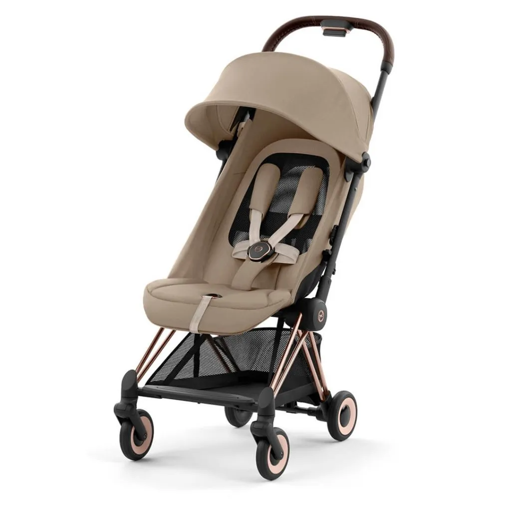 CYBEX COYA Ultra-compact Pushchair with Rosegold Frame - Cozy Beige