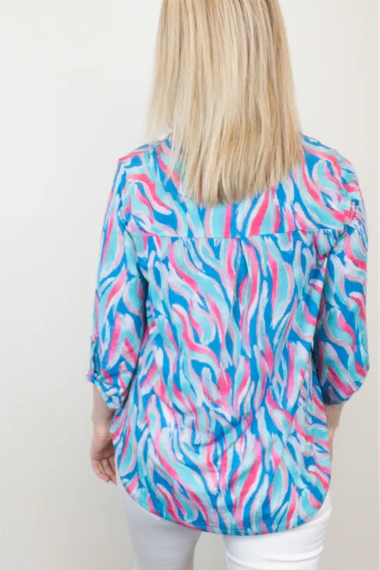 Dear Scarlett Lizzy Top - Teal/Multi