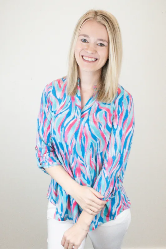 Dear Scarlett Lizzy Top - Teal/Multi