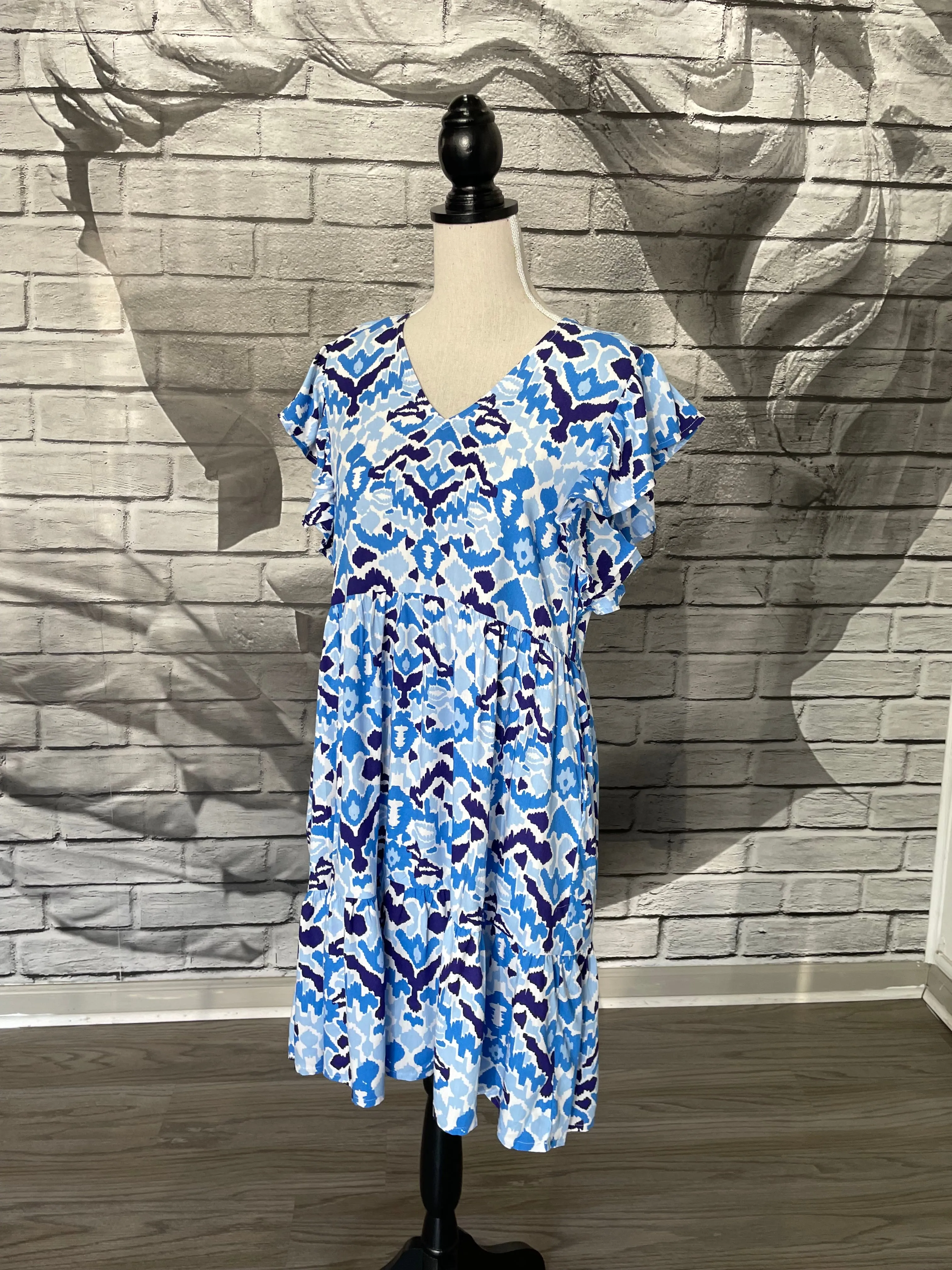 Dianna Dress in Blue Ikat