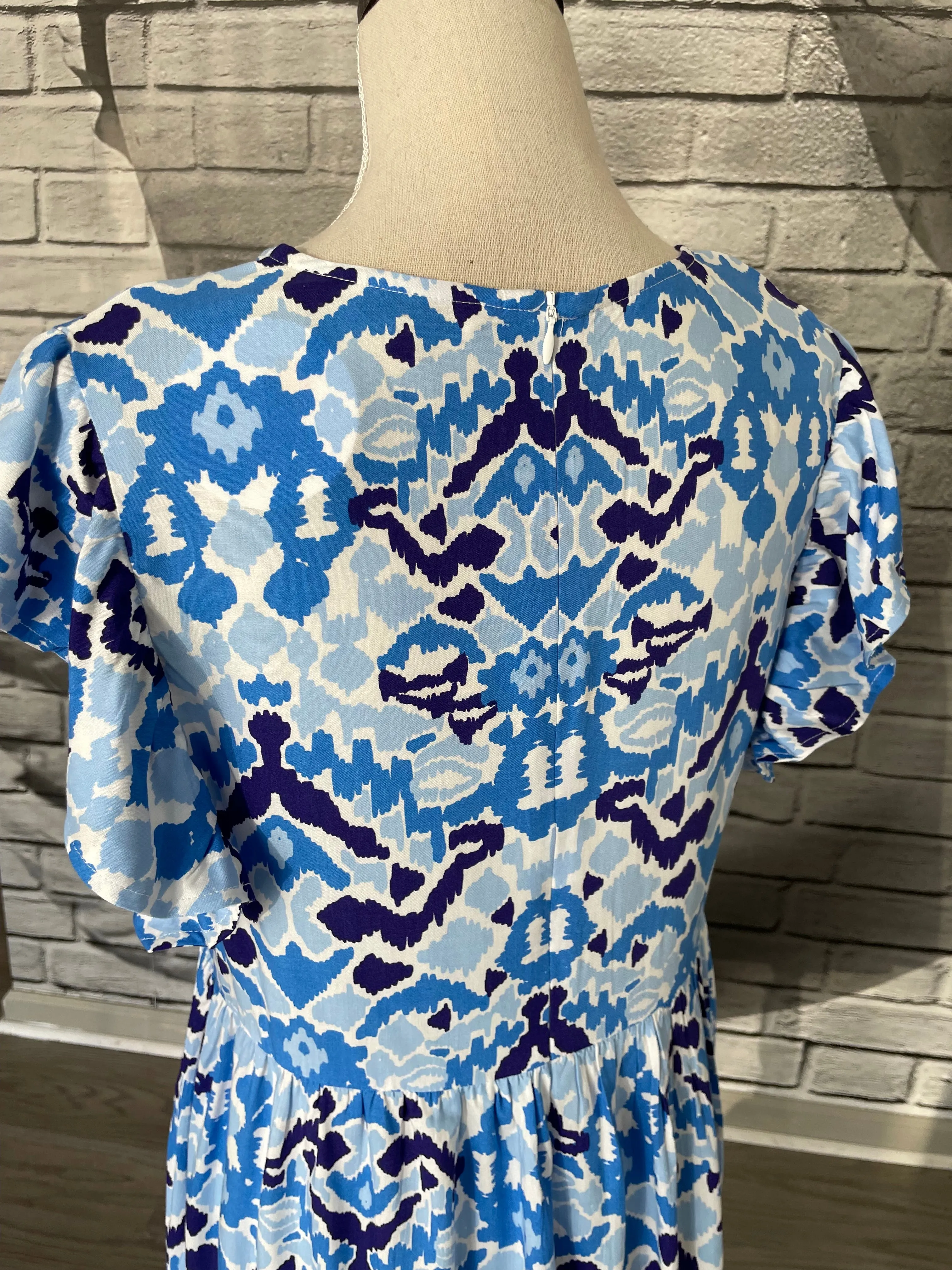 Dianna Dress in Blue Ikat