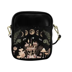 Elegant Mushrooms and Moon Phases Mini Sling Bag Small Phone Purse