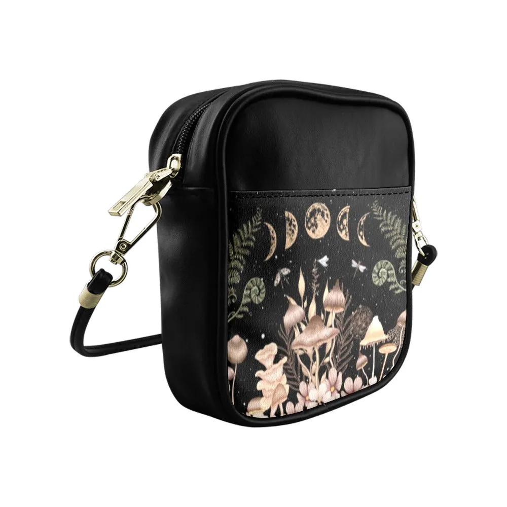 Elegant Mushrooms and Moon Phases Mini Sling Bag Small Phone Purse